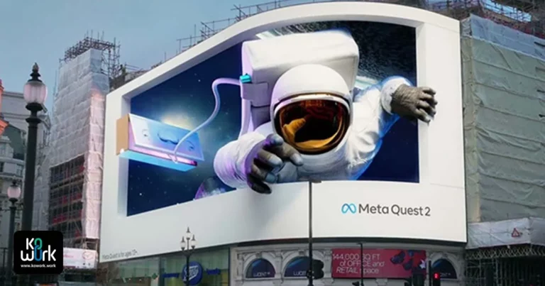 تصویر یک بیلبورد سه‌بعدی خلاقانه در یک محیط شهری، که نشان‌دهنده قدرت این ابزار در جلب توجه مخاطب و ایجاد تمایز برای برندها در عصر دیجیتال است