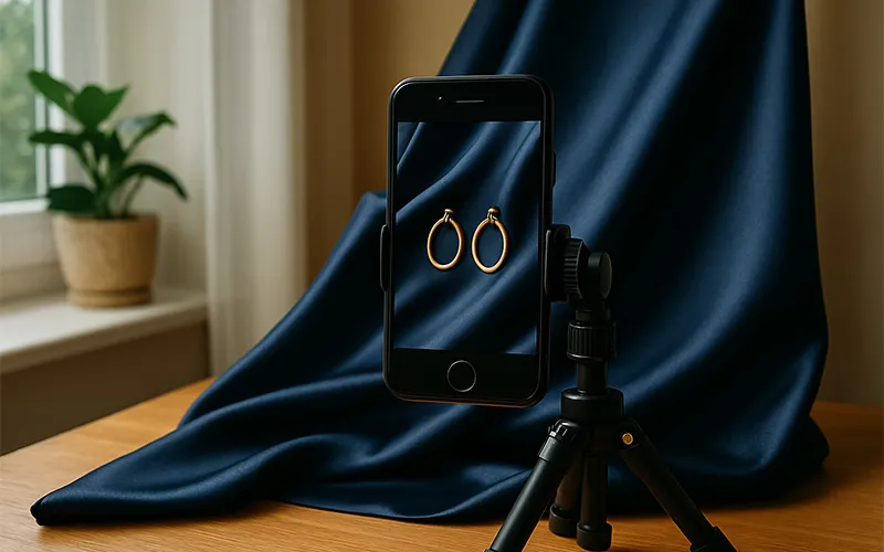 نمایش تجهیزات ساده برای عکاسی محصول در خانه