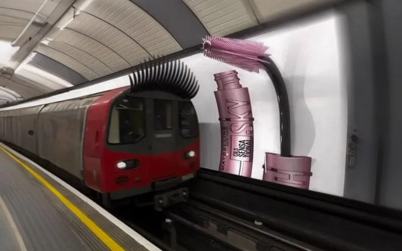 تصویر ترکیبی از ریمل و قطار؛ نمادی از حرکت سریع و زیبایی در انتخاب سبک موشن‌گرافیک