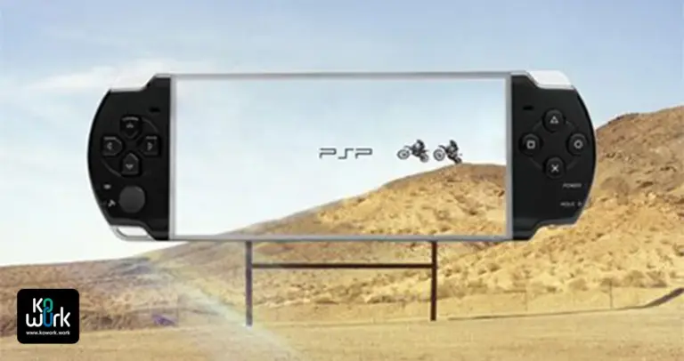 بیلبورد خلاقانه کنسول PSP با طراحی ساده و جلب توجه فوری با تصویر دو موتورسوار.