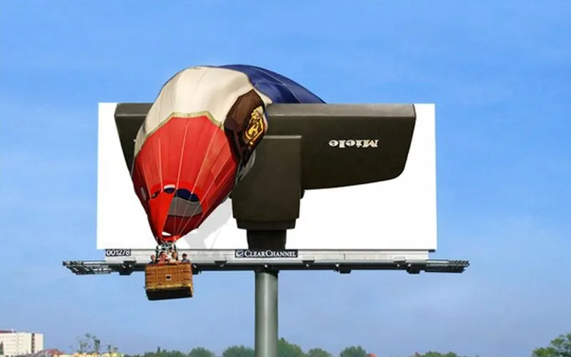 بیلبورد برند Malto با ترکیب سه‌بعدی بالن واقعی برای جلب توجه فوری و ایجاد حس هیجان.