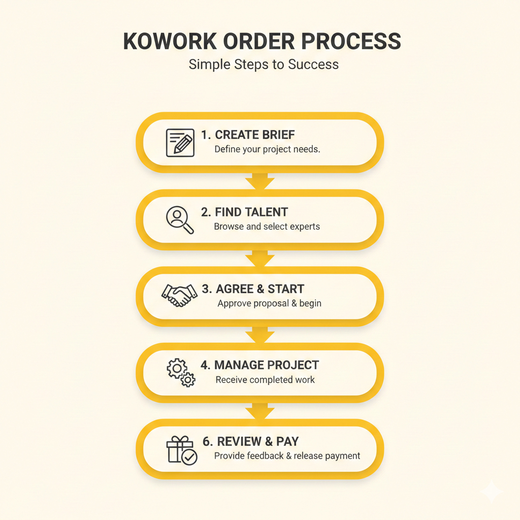 اینفوگرافیک مراحل ثبت سفارش در KoWork اینفوگرافیک مراحل ثبت سفارش در KoWork