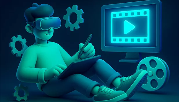 نمایش انواع موشن گرافیک، از تبلیغات تلویزیونی گرفته تا محتوای آموزشی آنلاین، که هر یک نمونه‌ای از یک نوع و کاربرد خاص موشن گرافیک است.